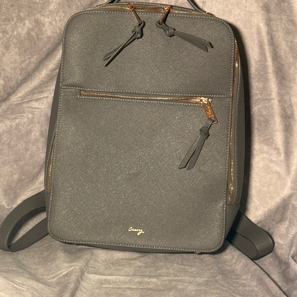 Casey Leather Gray Backpack - Picture 2 of 10